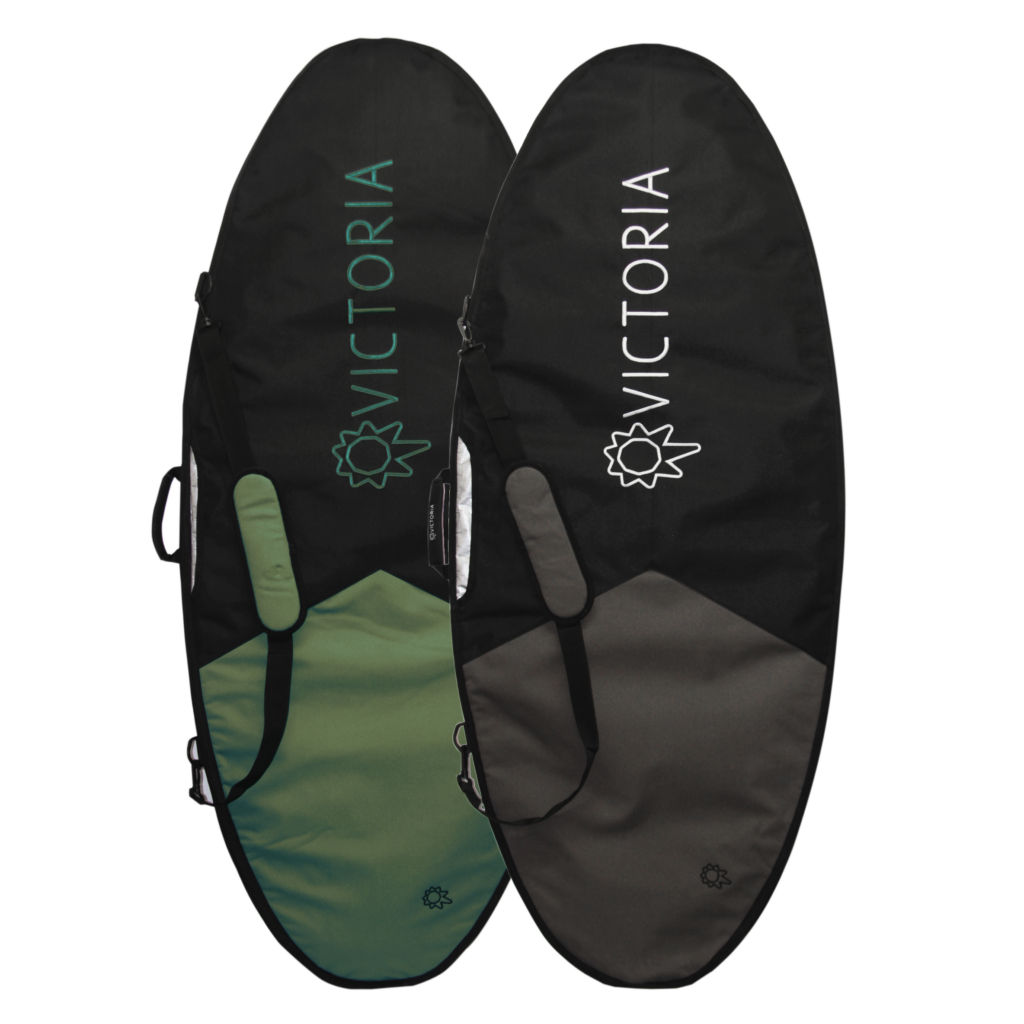 Holds up to 4 boards plus towels, wet suits etc... Designed for the daily traveler with a waterproof pocket and a shoulder strap.